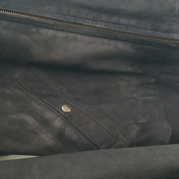 TIMBERLAND Vintage Weatherproof Suede Leather Bomber Black Large - Picture 3 of 12